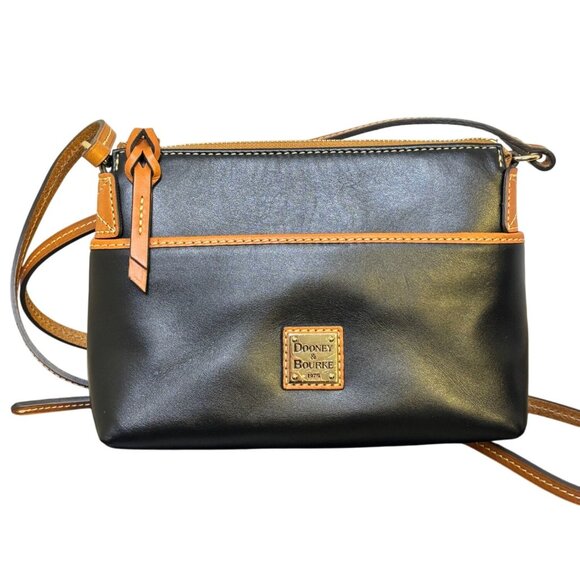 Dooney & Bourke Black & Brown Leather Crossbody Bag - Picture 1 of 10
